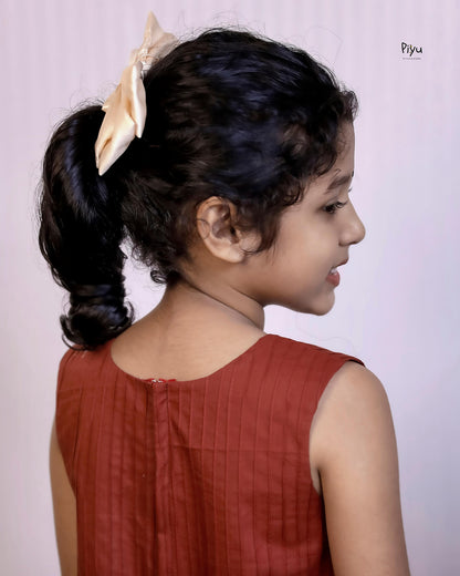Cotton A-Line Frock with Contrast Print & Pintucks