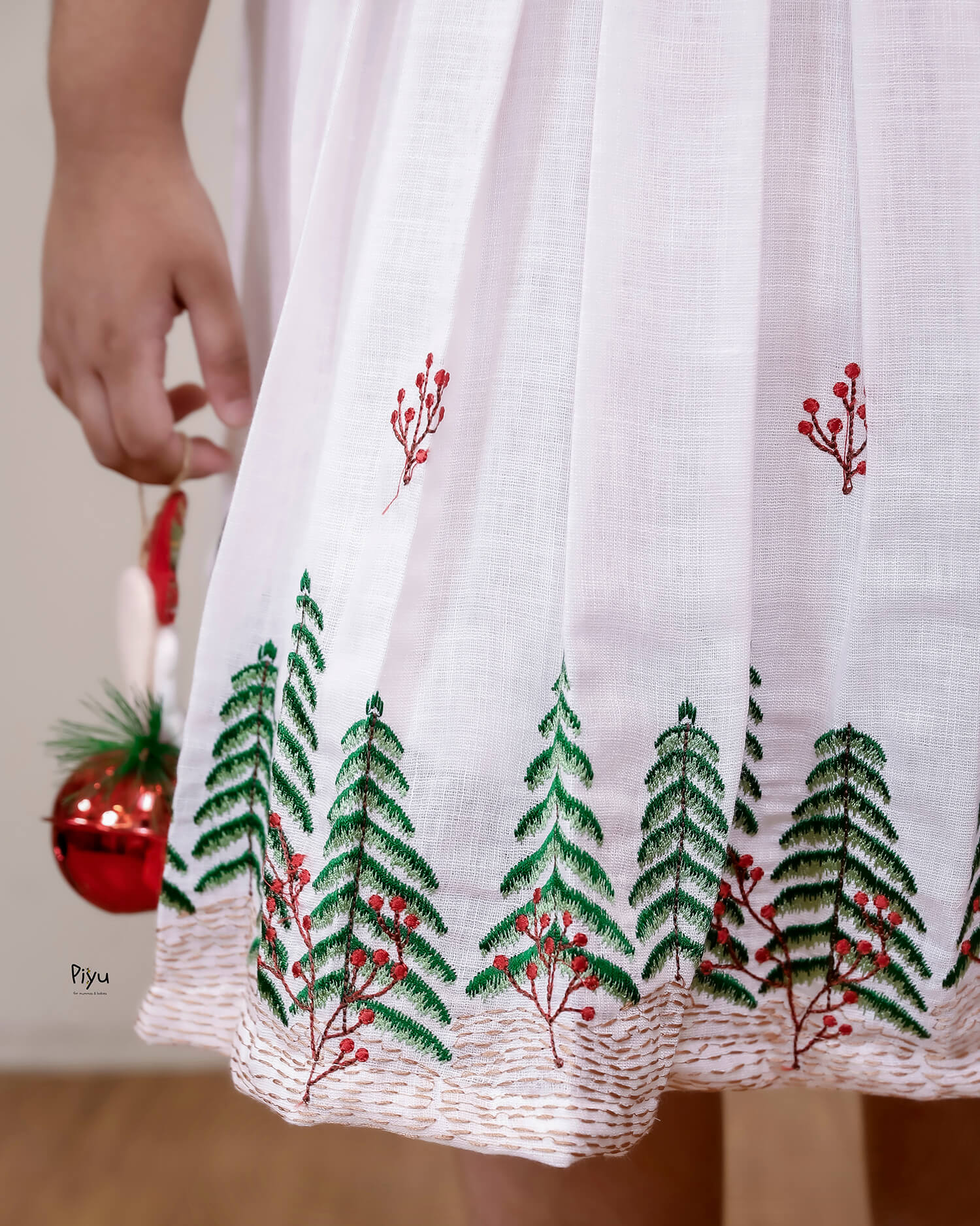Linen Kids Frock: Embroidered Festive Sleeveless Dress