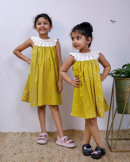 Cotton Frock: Super Soft & Comfy with Crochet Yoke for Girls