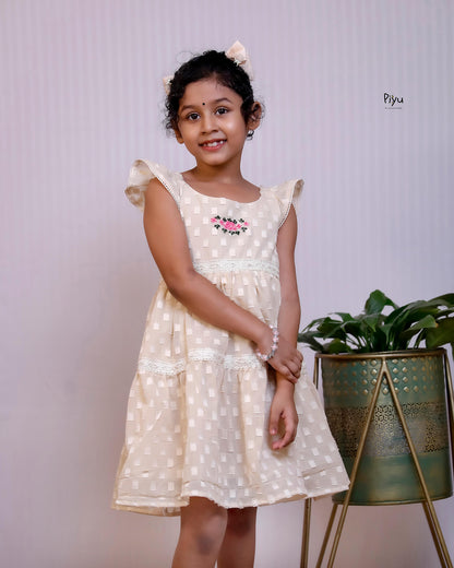 Mulcotton Kids's Frock with Vintage Lace & Embroidery