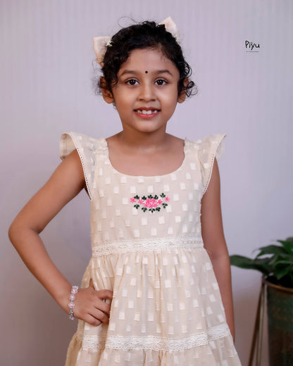 Mulcotton Kids's Frock with Vintage Lace & Embroidery