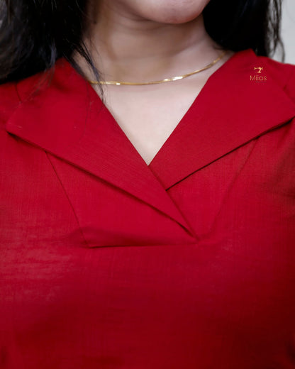 Vatican Two-Piece Set with Printed Chiffon Dupatta-Red.