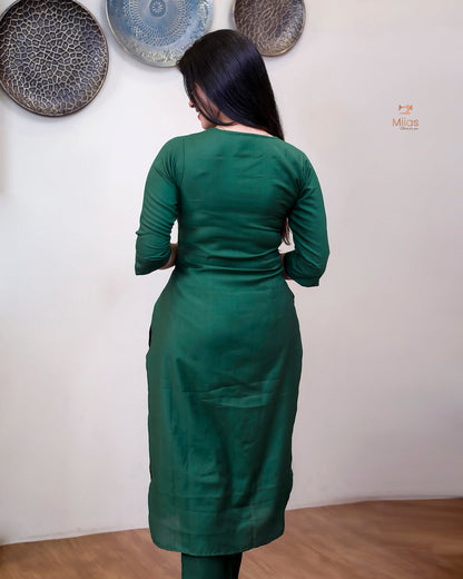 Vatican Two-Piece Set with Printed Chiffon Dupatta-Green.