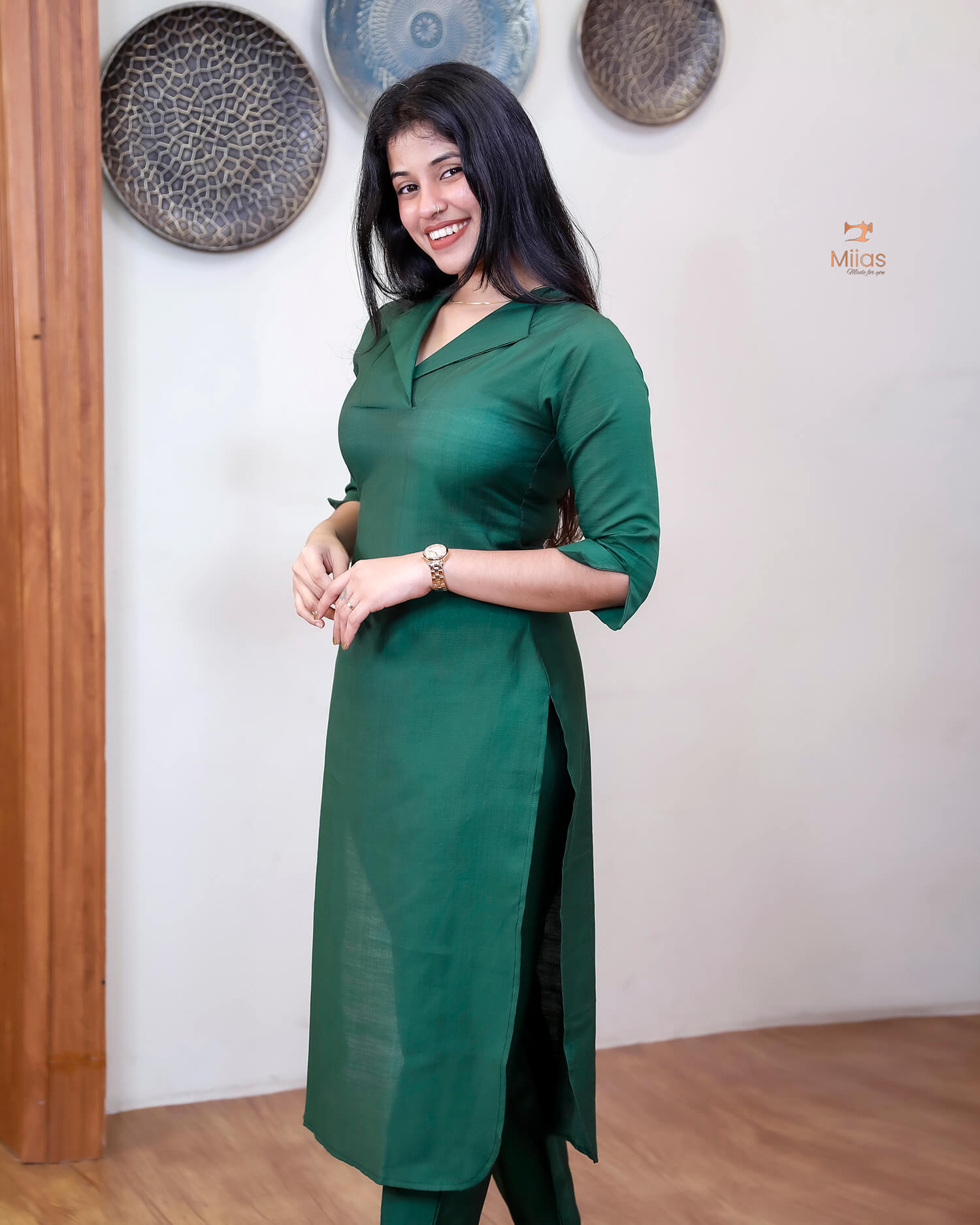 Vatican Two-Piece Set with Printed Chiffon Dupatta-Green.