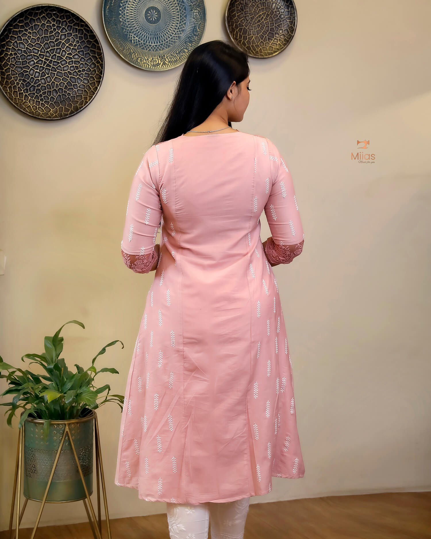 Mulchanderi Dress Kurti with Embroidered Panels