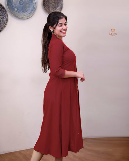 Rayon Cotton Dress Kurti | Stylish Three-Panel Cut & Pocket