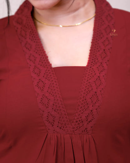 Rayon Cotton Dress Kurti | Stylish Three-Panel Cut & Pocket