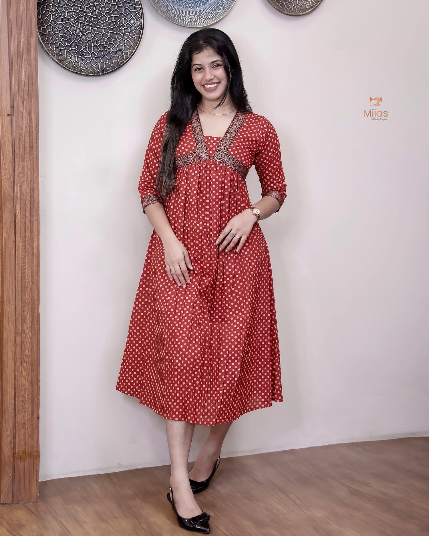 South Cotton Alia-Cut Dress Kurti, Modal Silk Trim