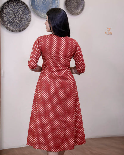 South Cotton Alia-Cut Dress Kurti, Modal Silk Trim