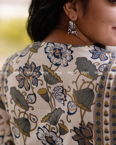Flex Cotton 3-Panel Dress Kurti | Pockets + Piping Detail | White