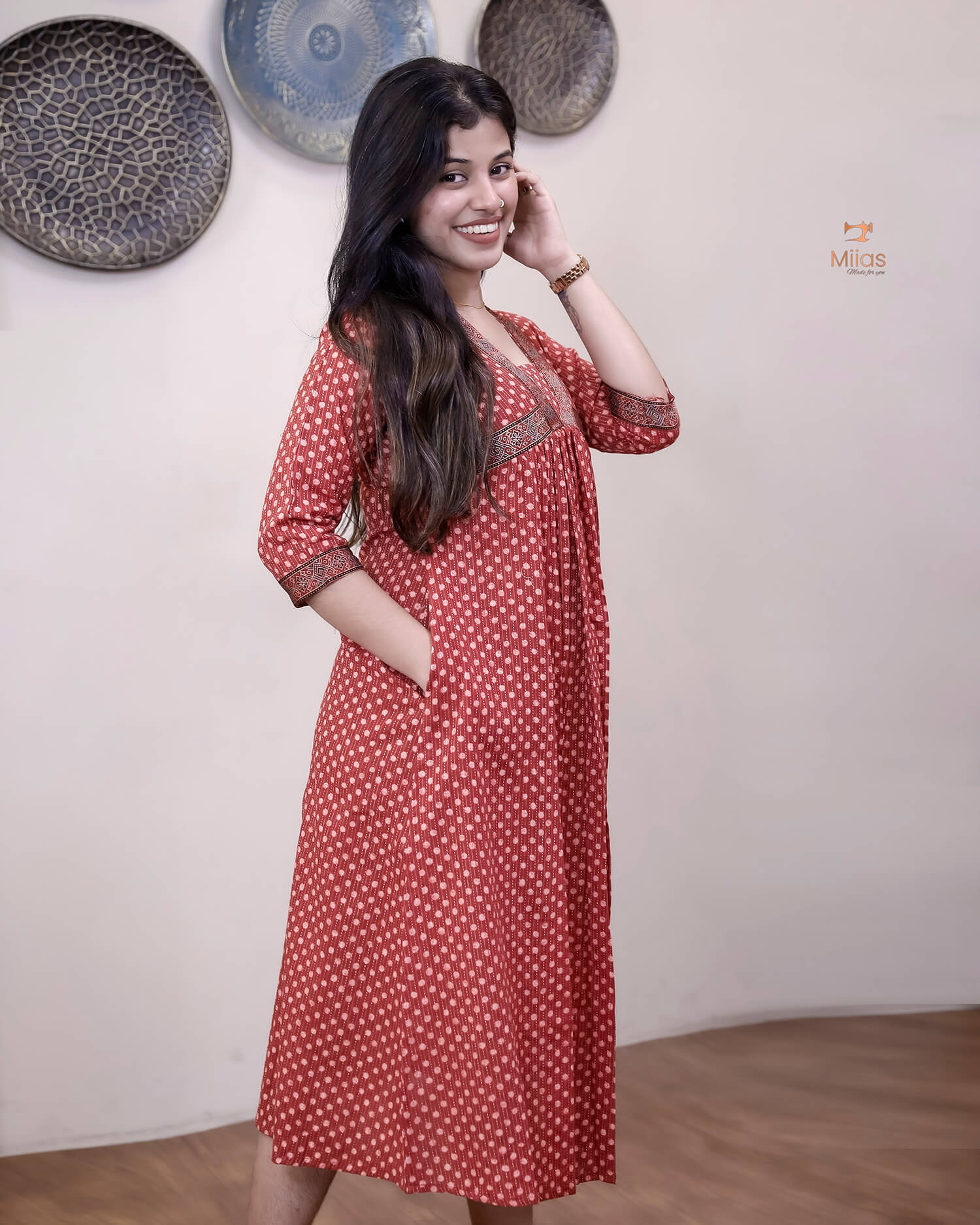 Kantha Cotton Alia Kurti with Modal Silk Trim