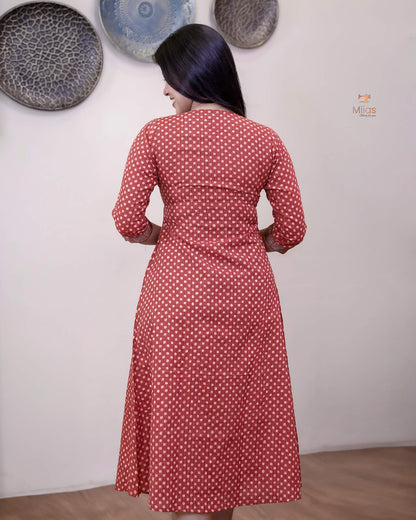 Kantha Cotton Alia Kurti with Modal Silk Trim