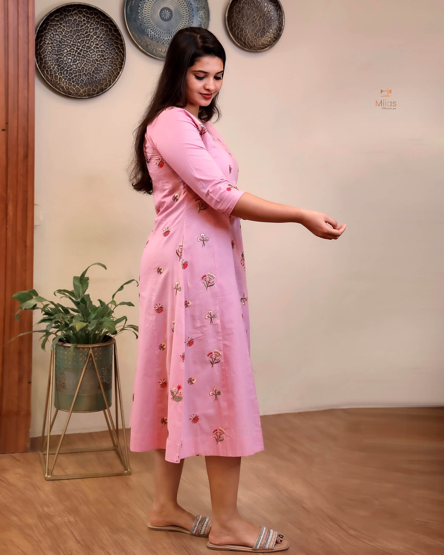 Pure Mul Cotton Kurti | Embroidered & Sequined Panels