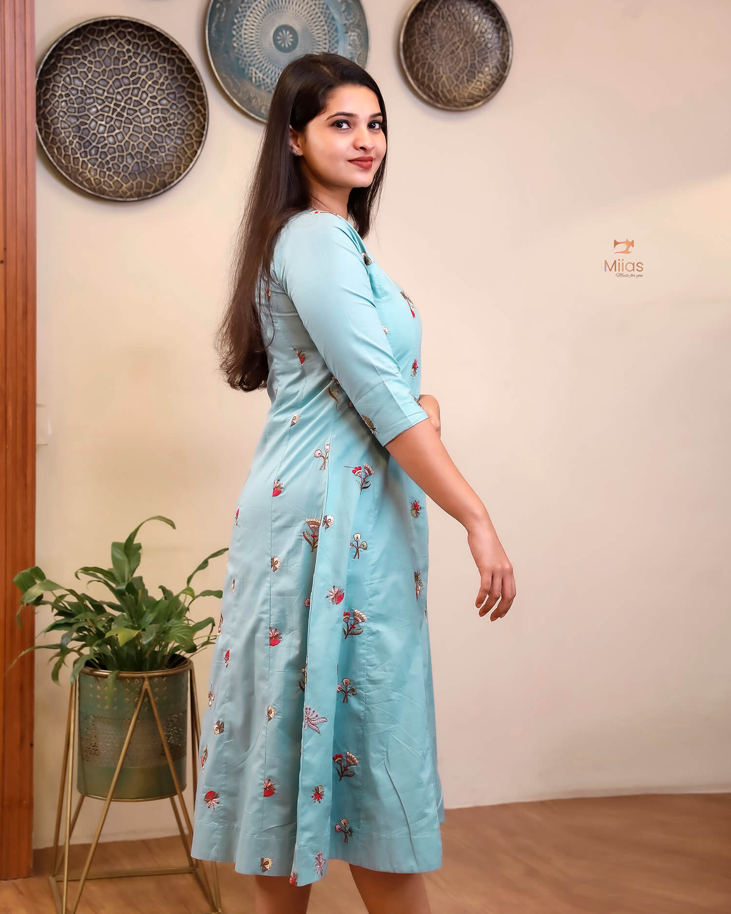 Pure Mul Cotton Kurti | Embroidered & Sequined Panels