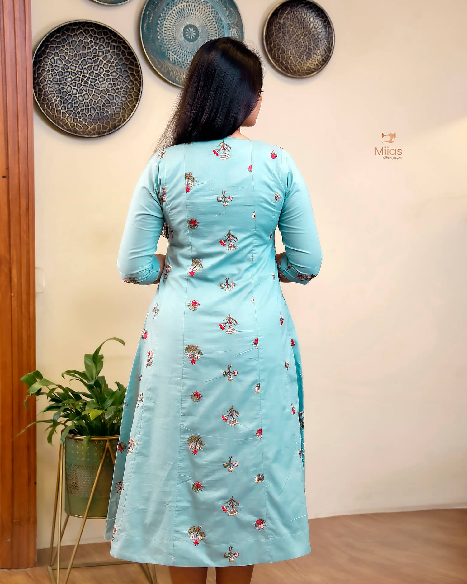Pure Mul Cotton Kurti | Embroidered & Sequined Panels