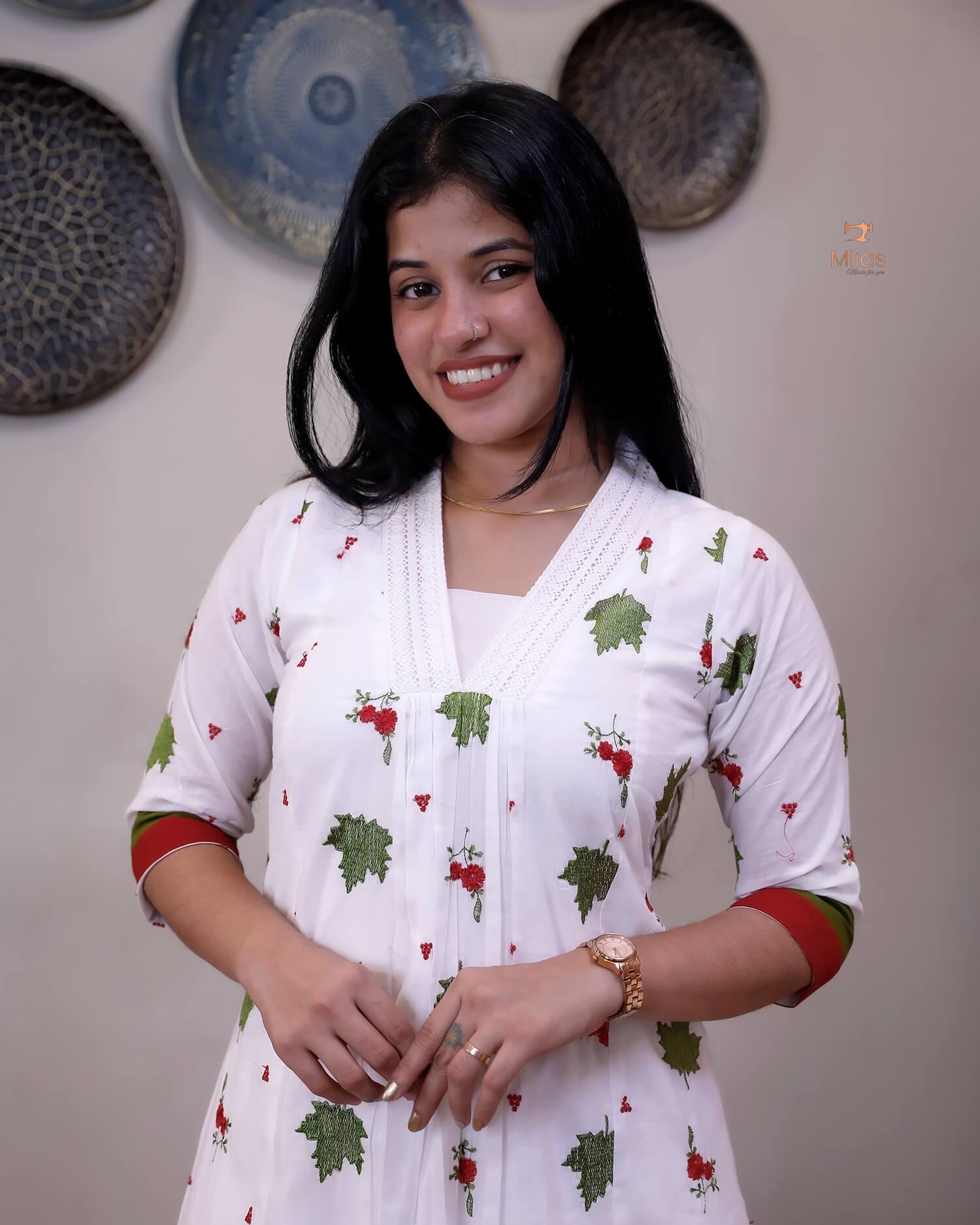 Mul Cotton Kurti: Festive 3-Panel Embroidered