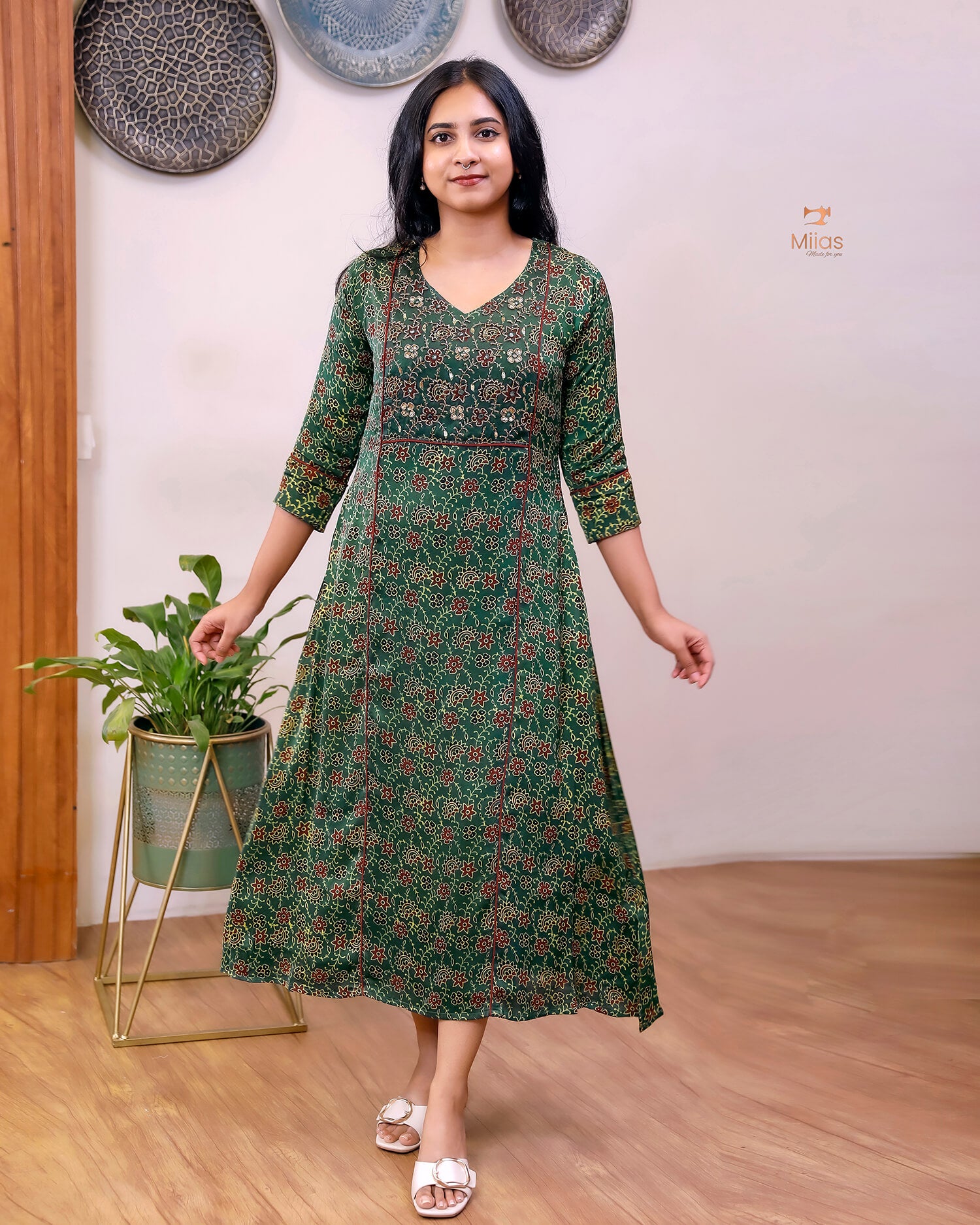 Modal Silk Kurti: Embellished & Lined for Elegance