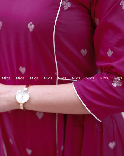 Vintage Cotton 3-Panel Dress Kurti | Collar + Piping | Pink