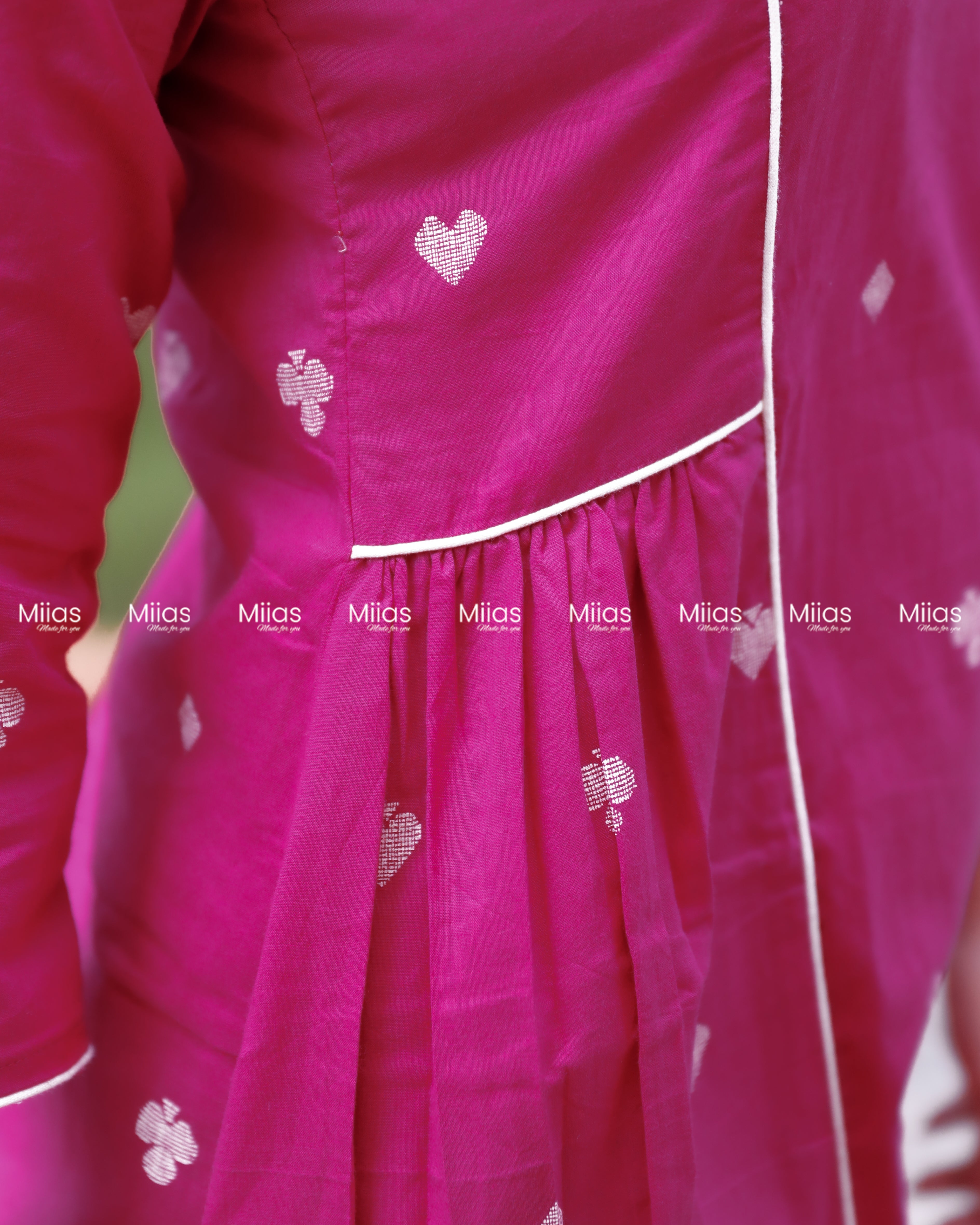 Vintage Cotton 3-Panel Dress Kurti | Collar + Piping | Pink