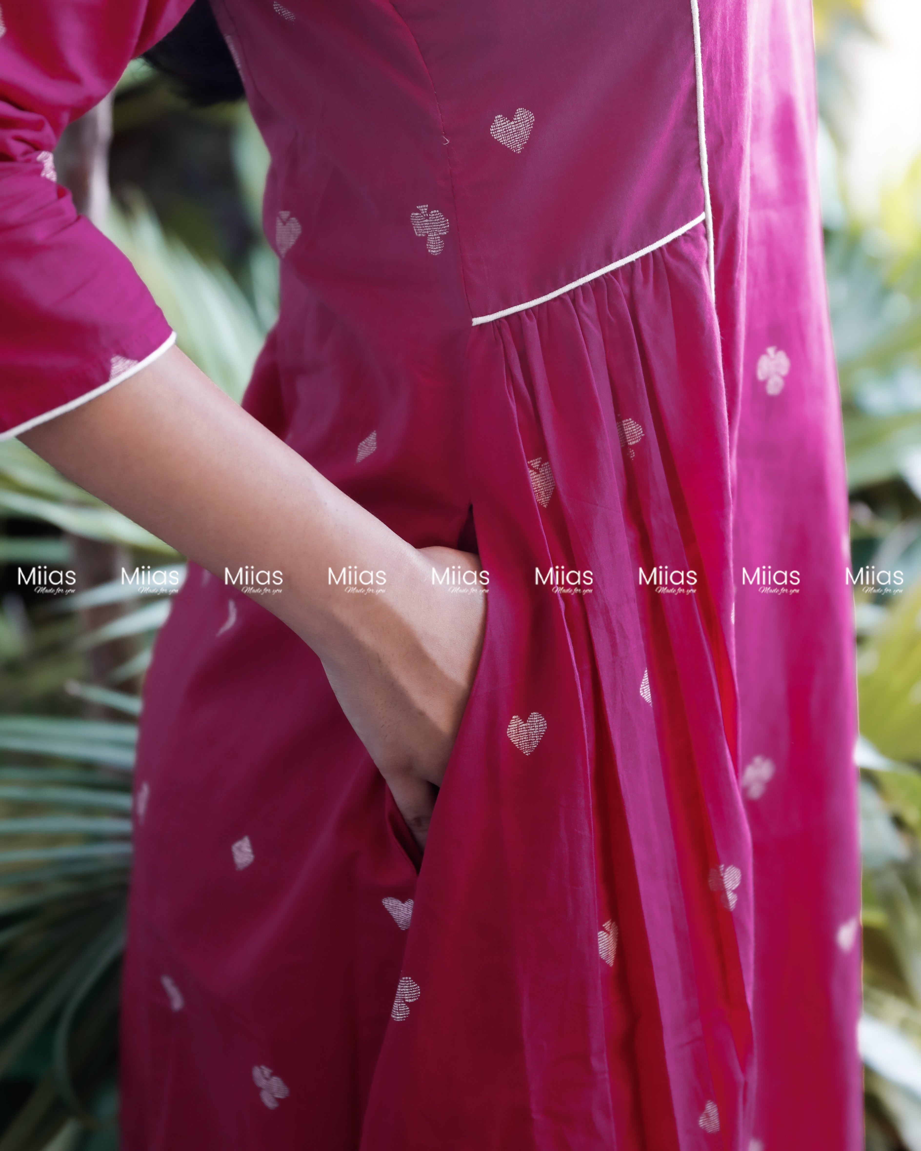 Vintage Cotton 3-Panel Dress Kurti | Collar + Piping | Pink
