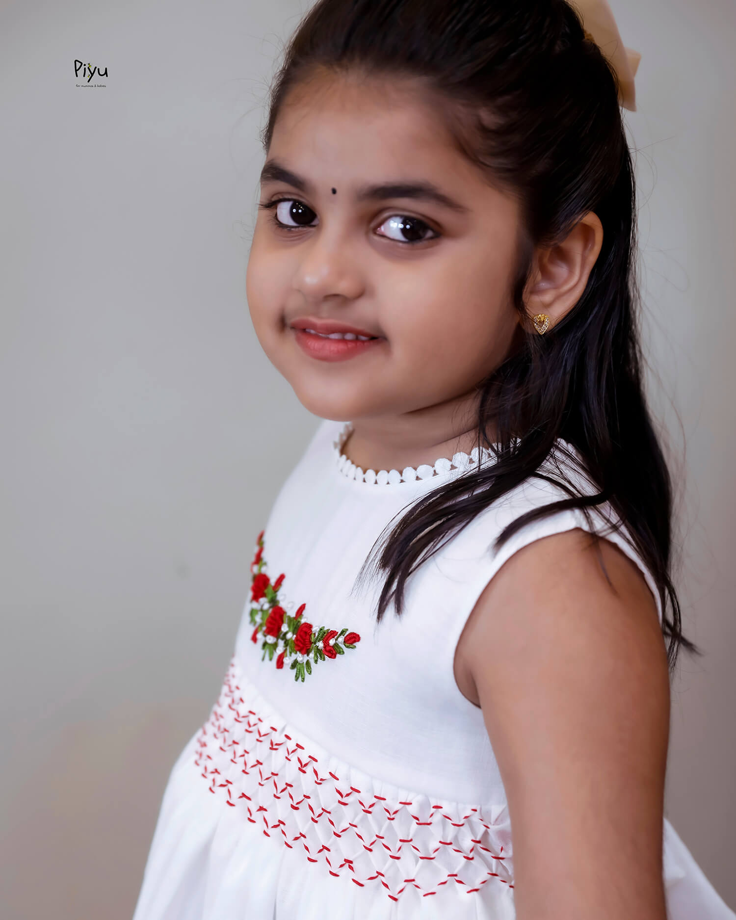 Linen-Cotton Frock | Hand-Embroidered Christmas Dress