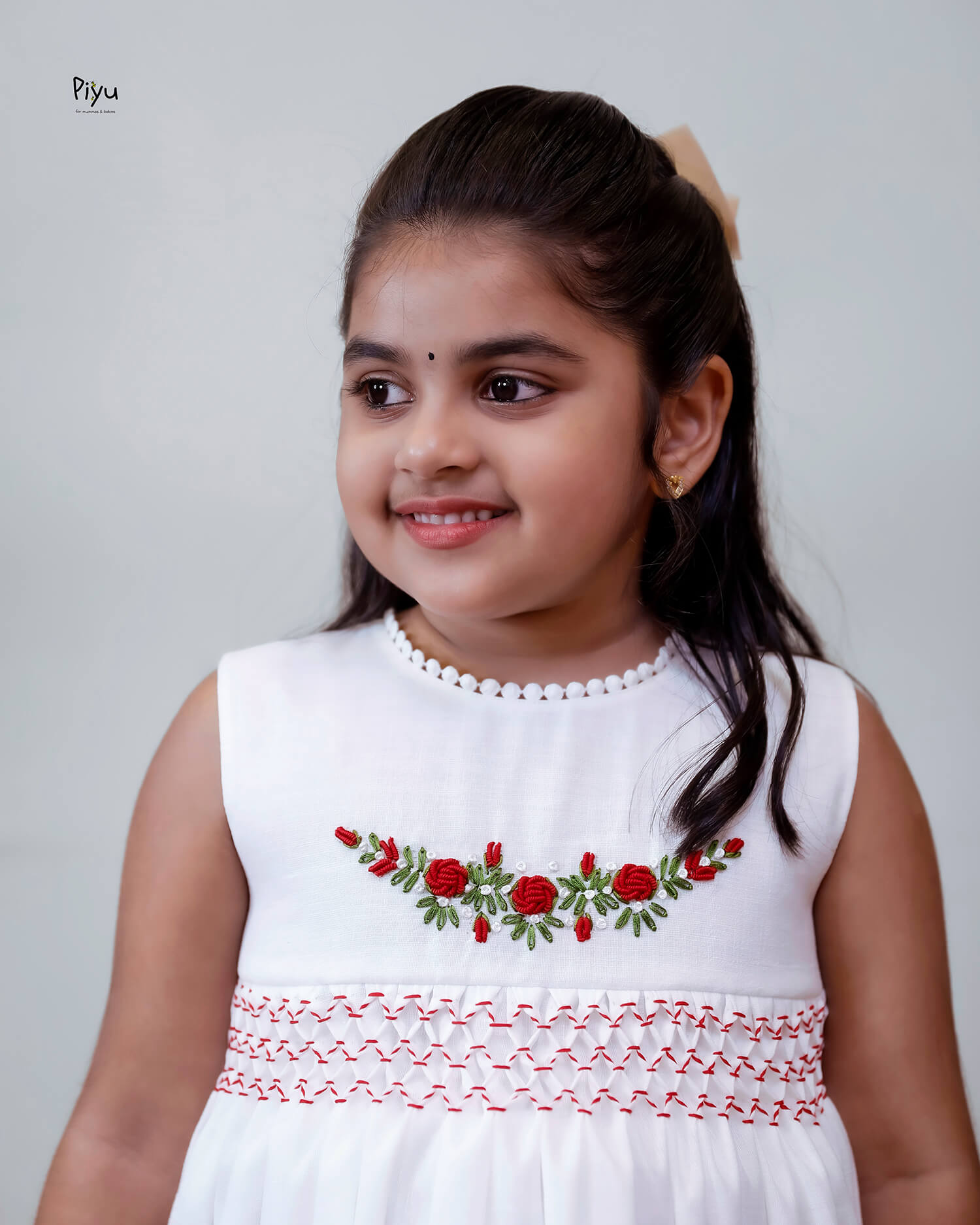 Linen-Cotton Frock | Hand-Embroidered Christmas Dress