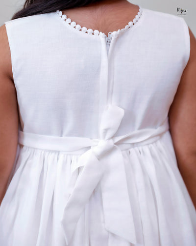 Linen-Cotton Frock | Hand-Embroidered Christmas Dress
