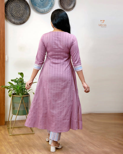 Cotton Co-ord Set: V-Neck Kurti & Printed Bottom