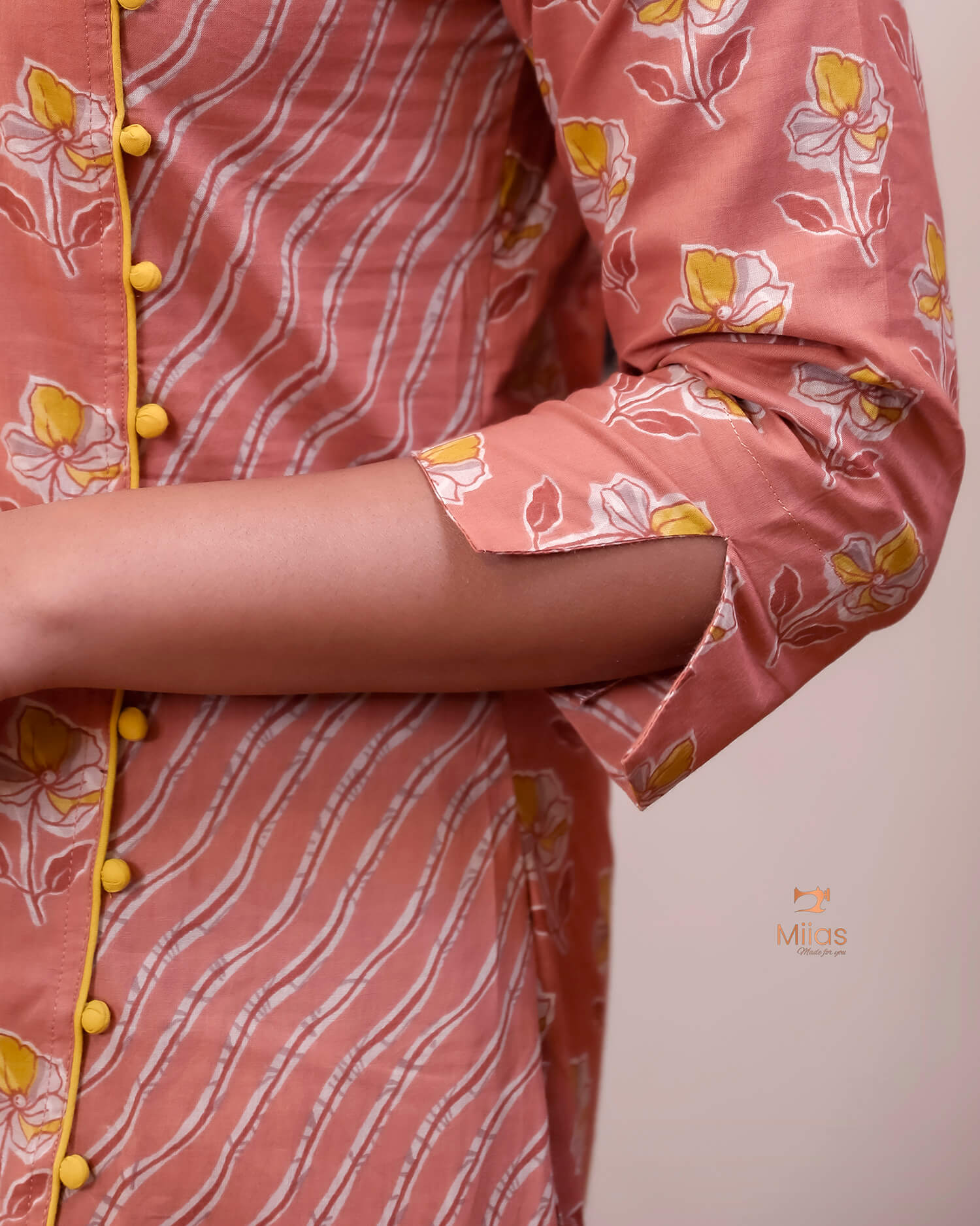 Cotton Co-ord Set: Overlapped Print A-Line Top