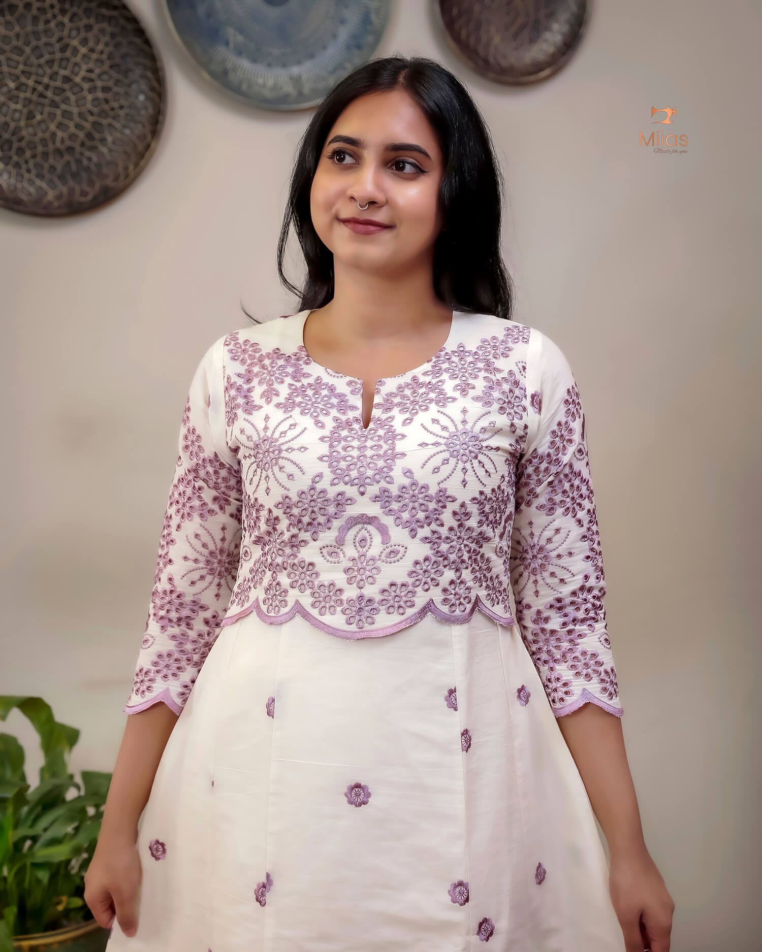 Kora Cotton Kurti: Intricate Embroidered Panel Design
