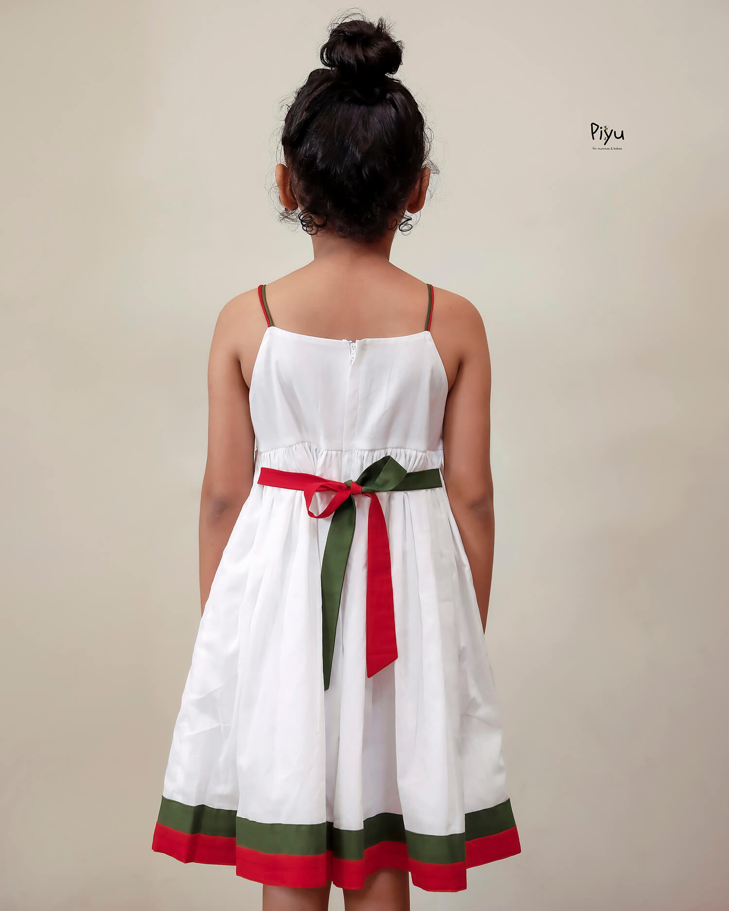 Mul Cotton Frock | Embroidered Yoke & Noodle Strap Sleeves-White.