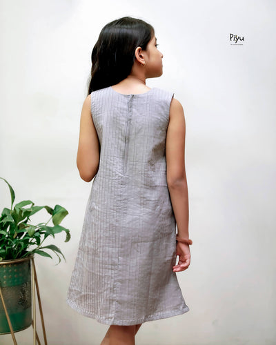 Cotton Frock with Velvet Embroidery Detail
