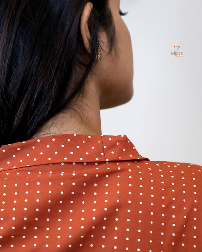 Premium Cotton Co-ord Set: Slit Top & Pocketed Bottom-Carrot Orange.