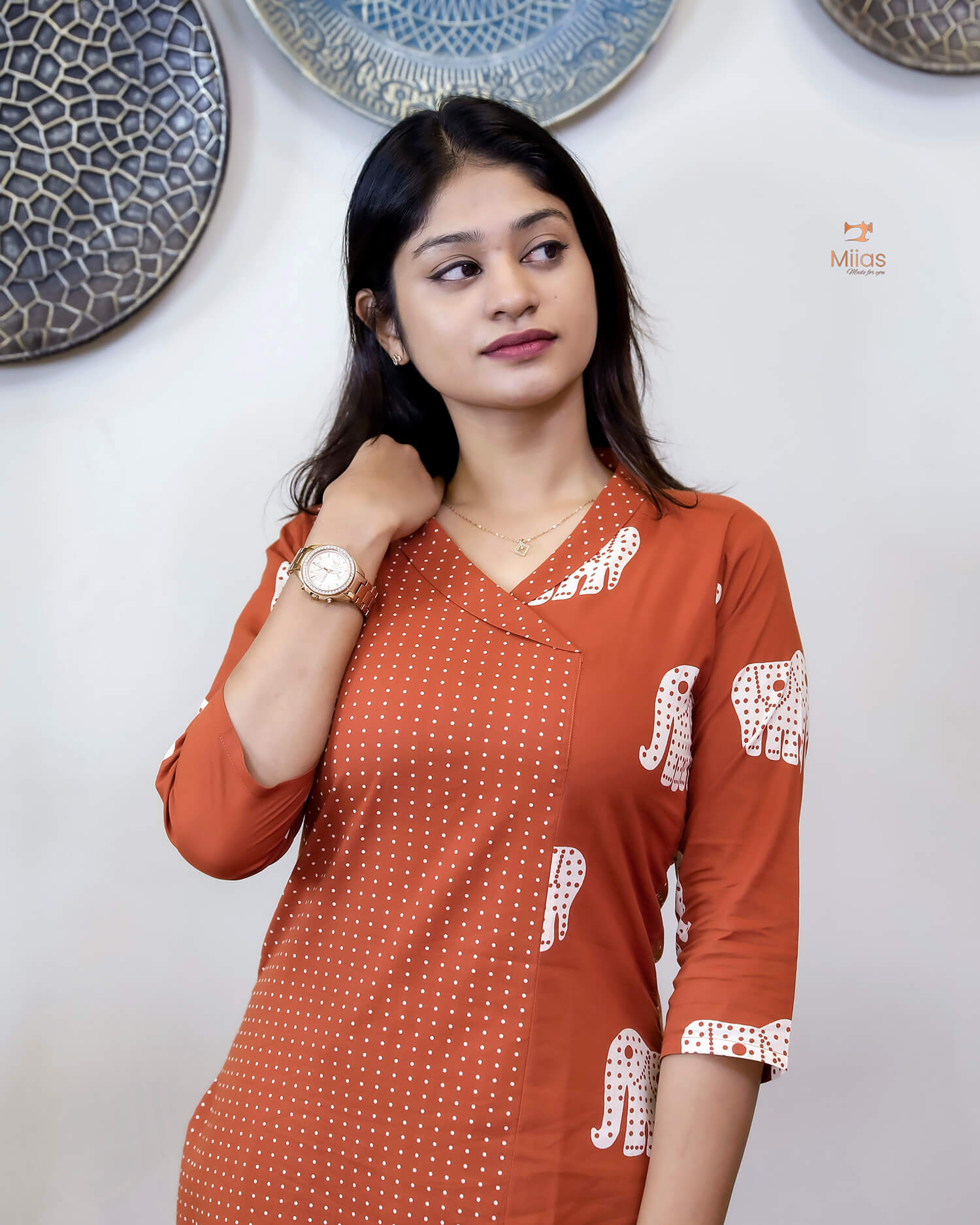 Premium Cotton Co-ord Set: Slit Top & Pocketed Bottom-Carrot Orange.