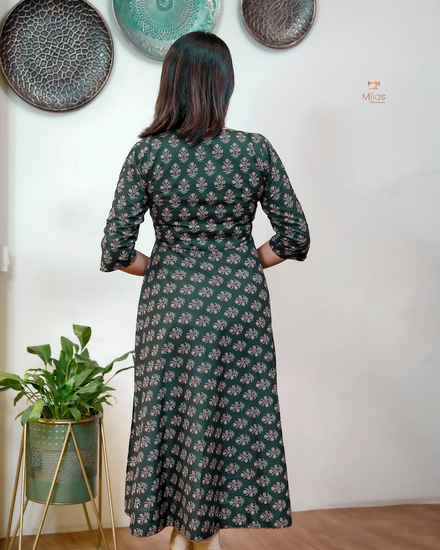 South Cotton Umbrella Kurti with Bead & Mirror Work