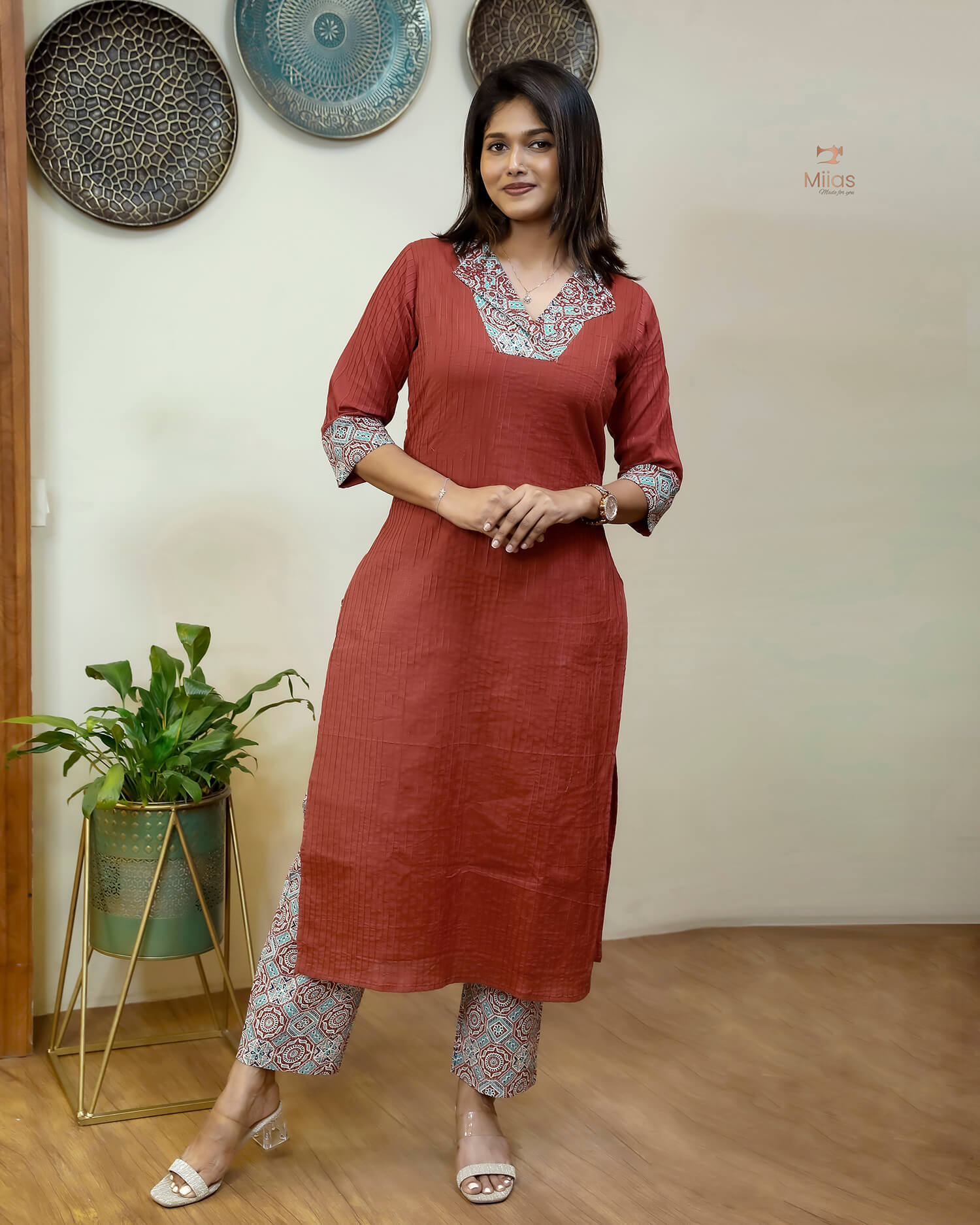 Pintuck & Kantha Top with Mirror Work