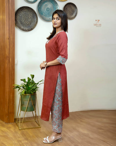 Pintuck & Kantha Top Only with Mirror Work