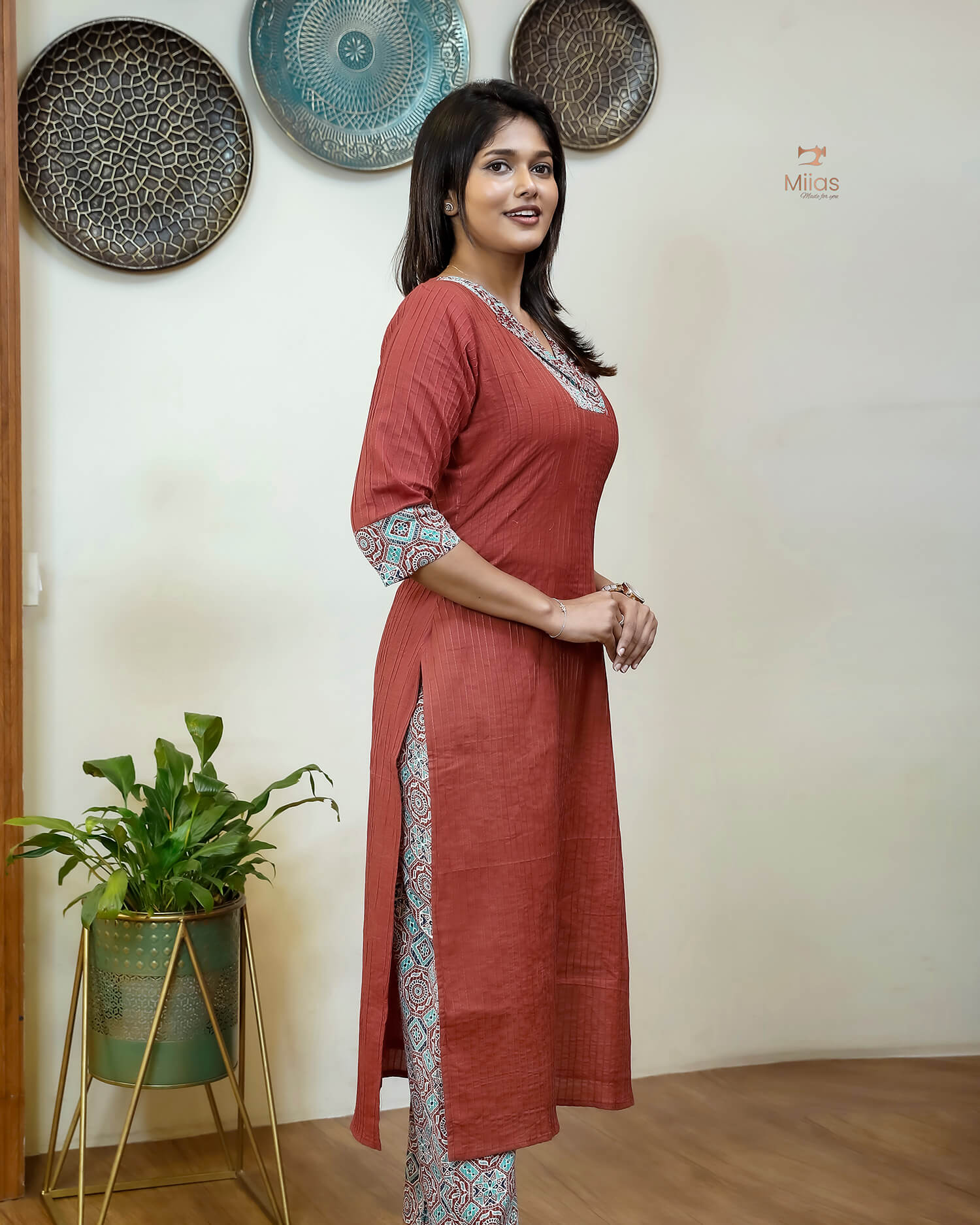 Pintuck & Kantha Top with Mirror Work