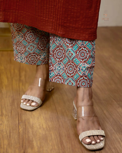 Pintuck & Kantha Top Only with Mirror Work