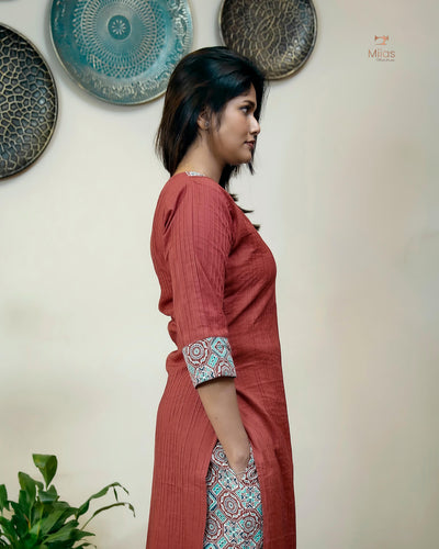 Pintuck & Kantha Top Only with Mirror Work