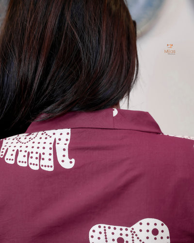 Cotton Slit Top -Berry Red.
