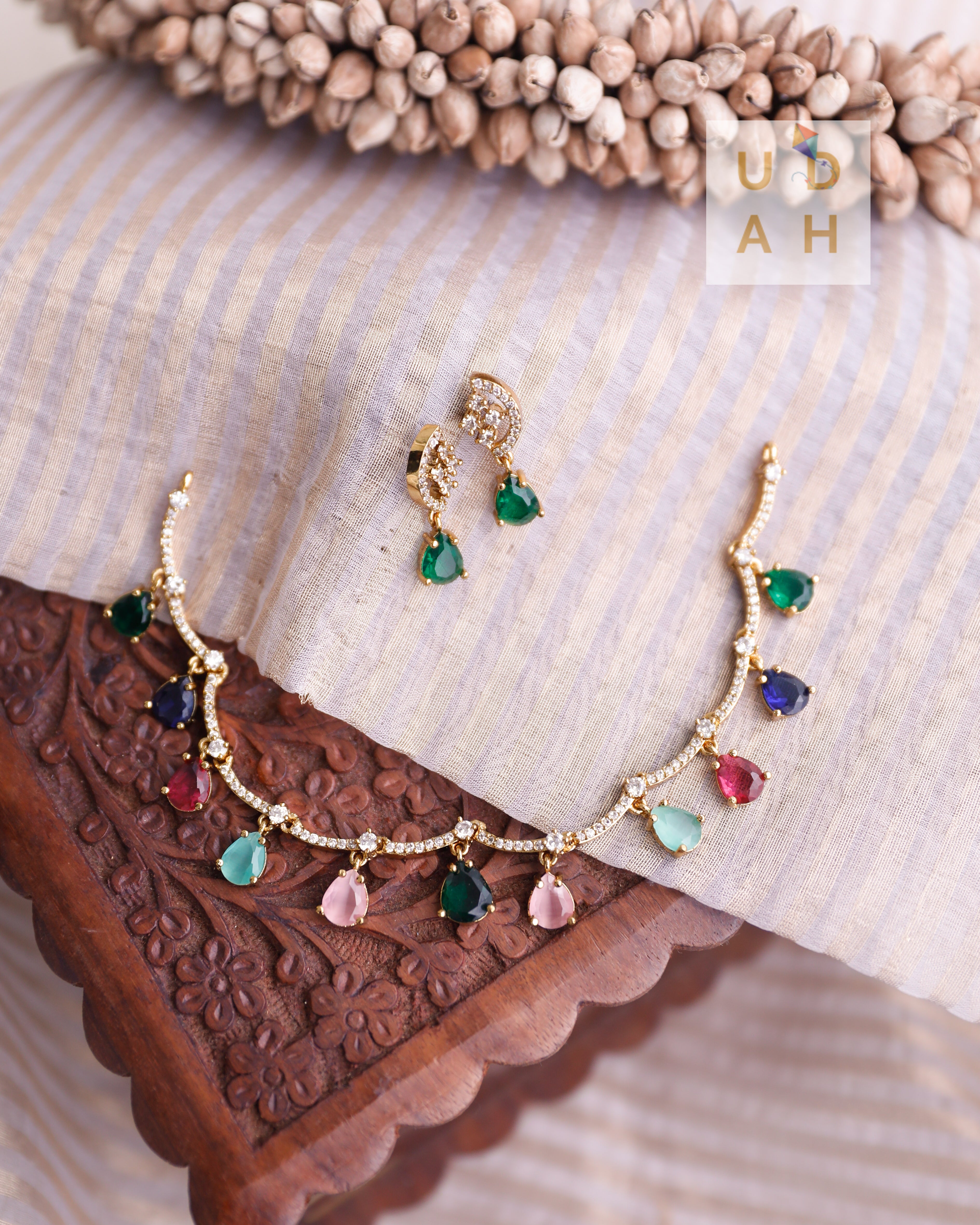 The Navratna | Tone Tear | Drop Choker Set