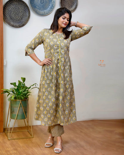 Cotton Co-ord Set: Effortless Style & Comfort-Moss Green