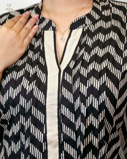 Cotton Kurti Dress: Collar Neck & Pintuck Elegance.