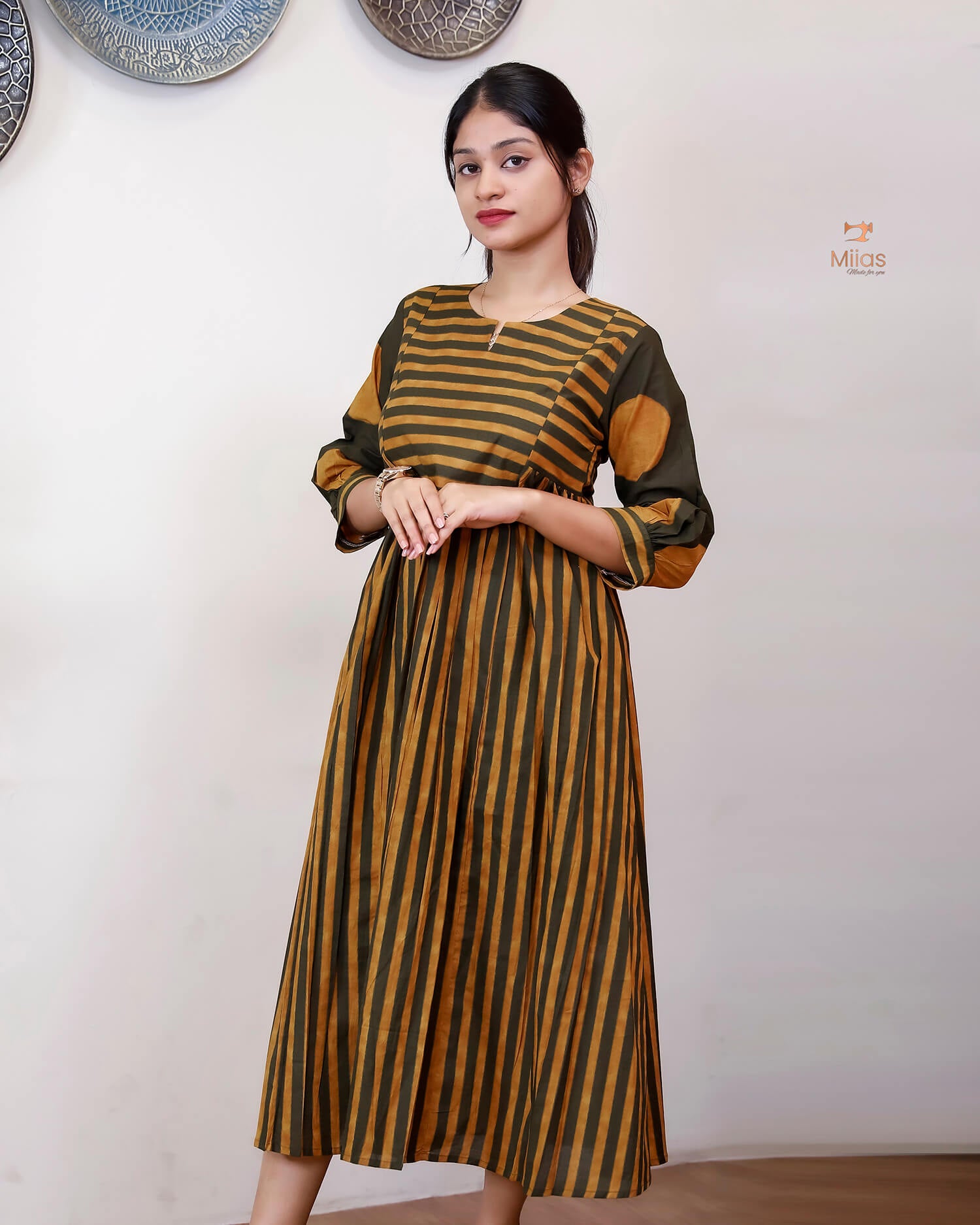 South Cotton Floral Print Puff-Sleeve Kurti Dress