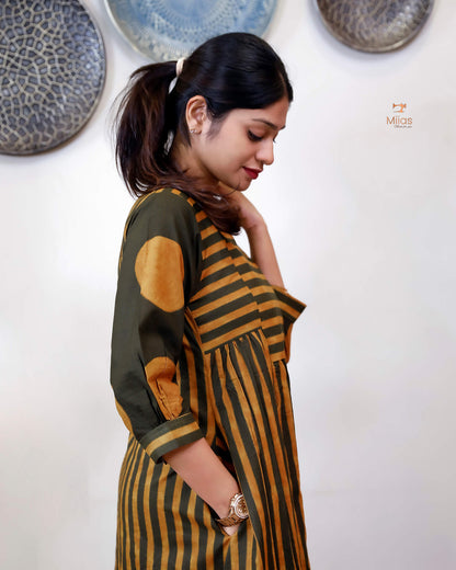 South Cotton Floral Print Puff-Sleeve Kurti Dress