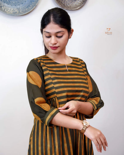 South Cotton Floral Print Puff-Sleeve Kurti Dress