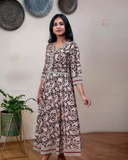 South Cotton Kurti | Elegant Umbrella Cut & Hand Block Print