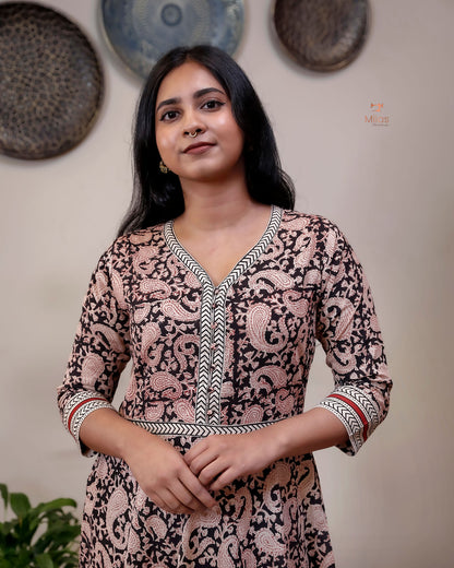 South Cotton Kurti | Elegant Umbrella Cut & Hand Block Print