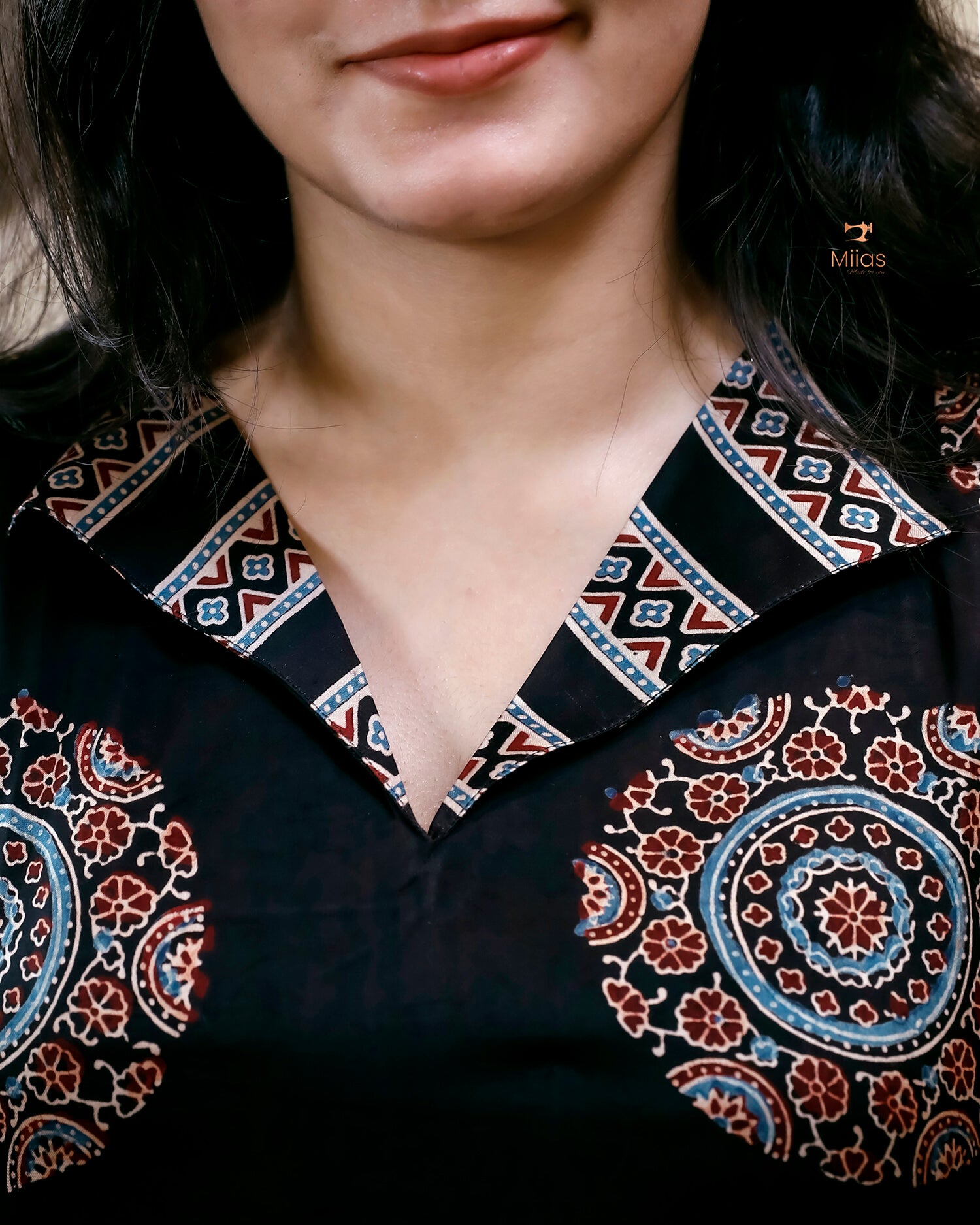 Modal Silk Kaftan | Folding Collar Flowing Drape | Black